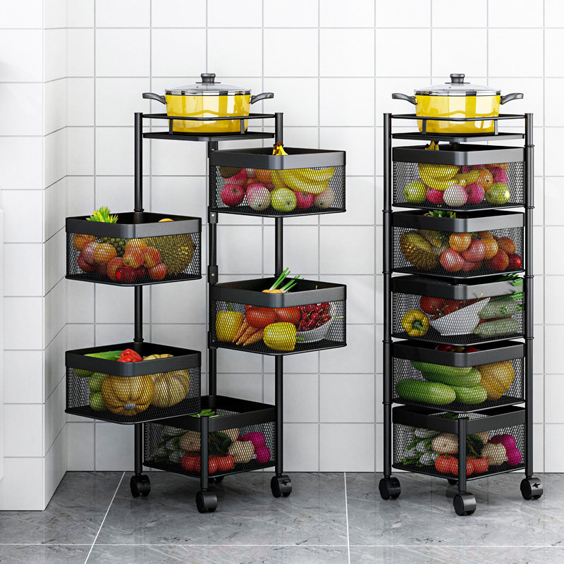 Choice fun High quality  Floor mobile rotating rack vegetable and fruit storage rack kitchen bathroom rack rotating  basket