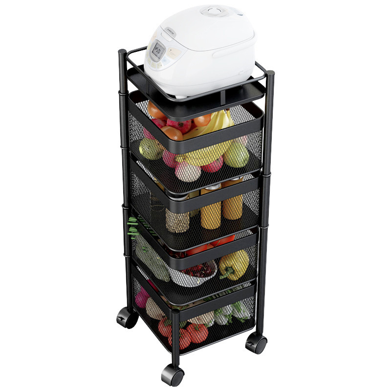 Choice fun High quality  Floor mobile rotating rack vegetable and fruit storage rack kitchen bathroom rack rotating  basket