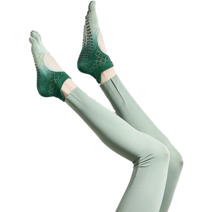 Summer graded glue yoga socks non-slip professional women's five-finger socks Pilates socks split toe backless