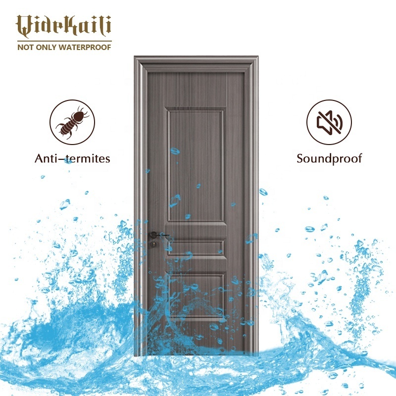 Wholesale Waterproof WPC Door Skin Luxury PVC Design Modern Villa Toilet Internal Door With Frame