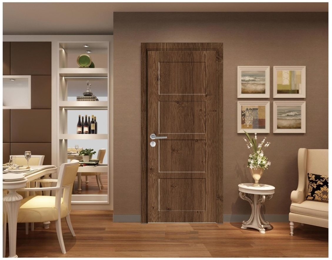 Factory Supply Cheap Price WPC Waterproof Modern Interior PVC Bedroom Doors For Houses