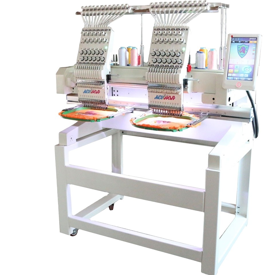 Two Head Embroidery Machine de Broderie Industrielle for Sale Shoes Bags Supply in China Double Head Machinery