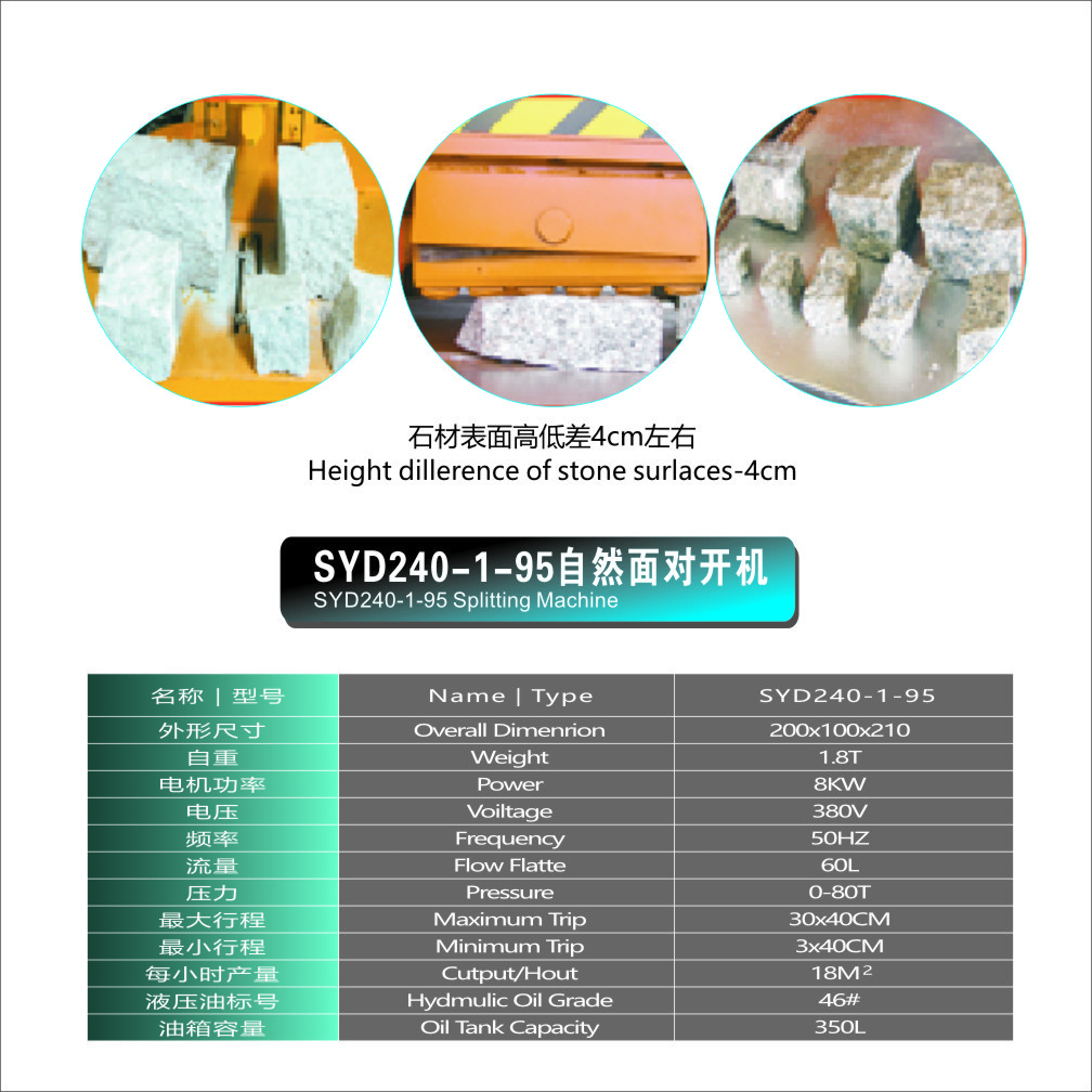 Changzhi Qipin hot sale SYD240-1-95 Splitting machine Hydraulic rock guillotine stone block splitting Splitter