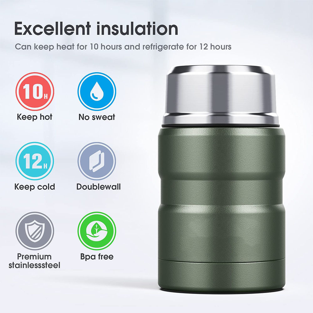 Big Discount 600ml Vacuum Flasks Thermoses OEM 304 Stainless Steel Food Container Vacuum Thermos