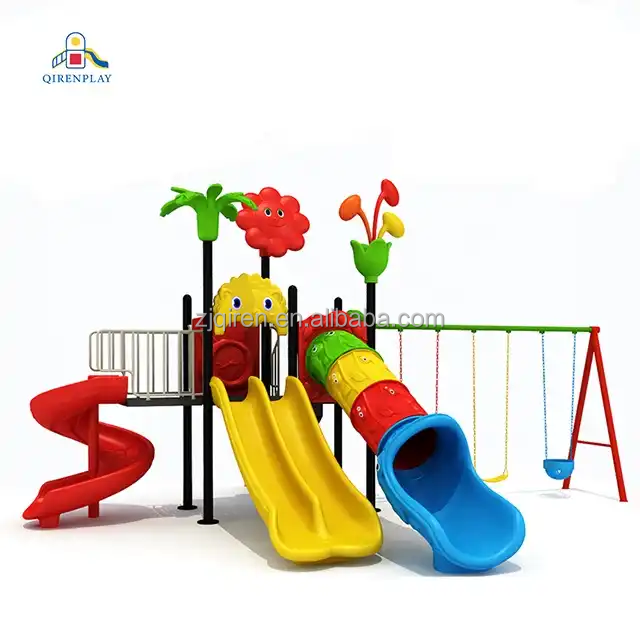 Outdoor Plastic Slide Swing Set Playground Indoor Play Area Equipment Wholesale Small Commercial Kids 1 Set Tobogan Plastic >10