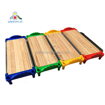 Daycare Stackable Cots For Sale Child Wooden bed board Cot Bed School Furniture For Kids