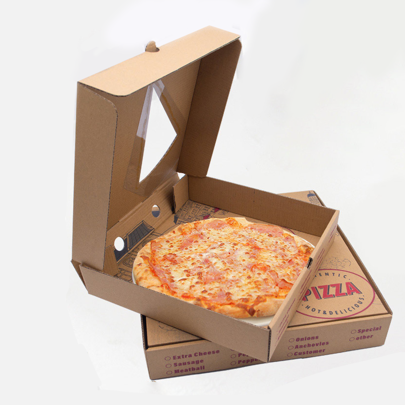 10 Inch 12 Inch Carton Pizza Packing Box Wholesale With Transparent Window With Best-selling Custom