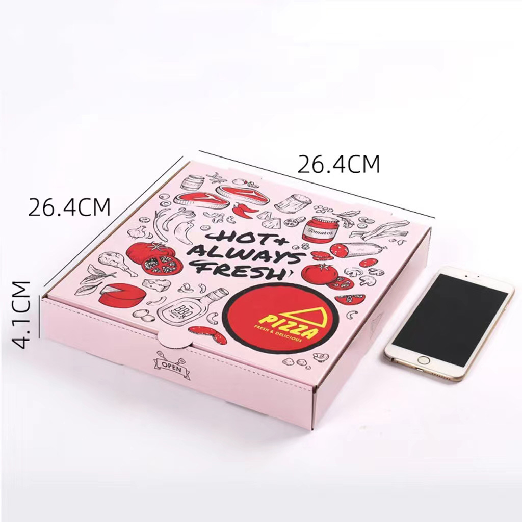 Pink Rectangle Box Corrugated Paper For Thermo Pizza Customize Size Keep Food Fresh Pizza Box