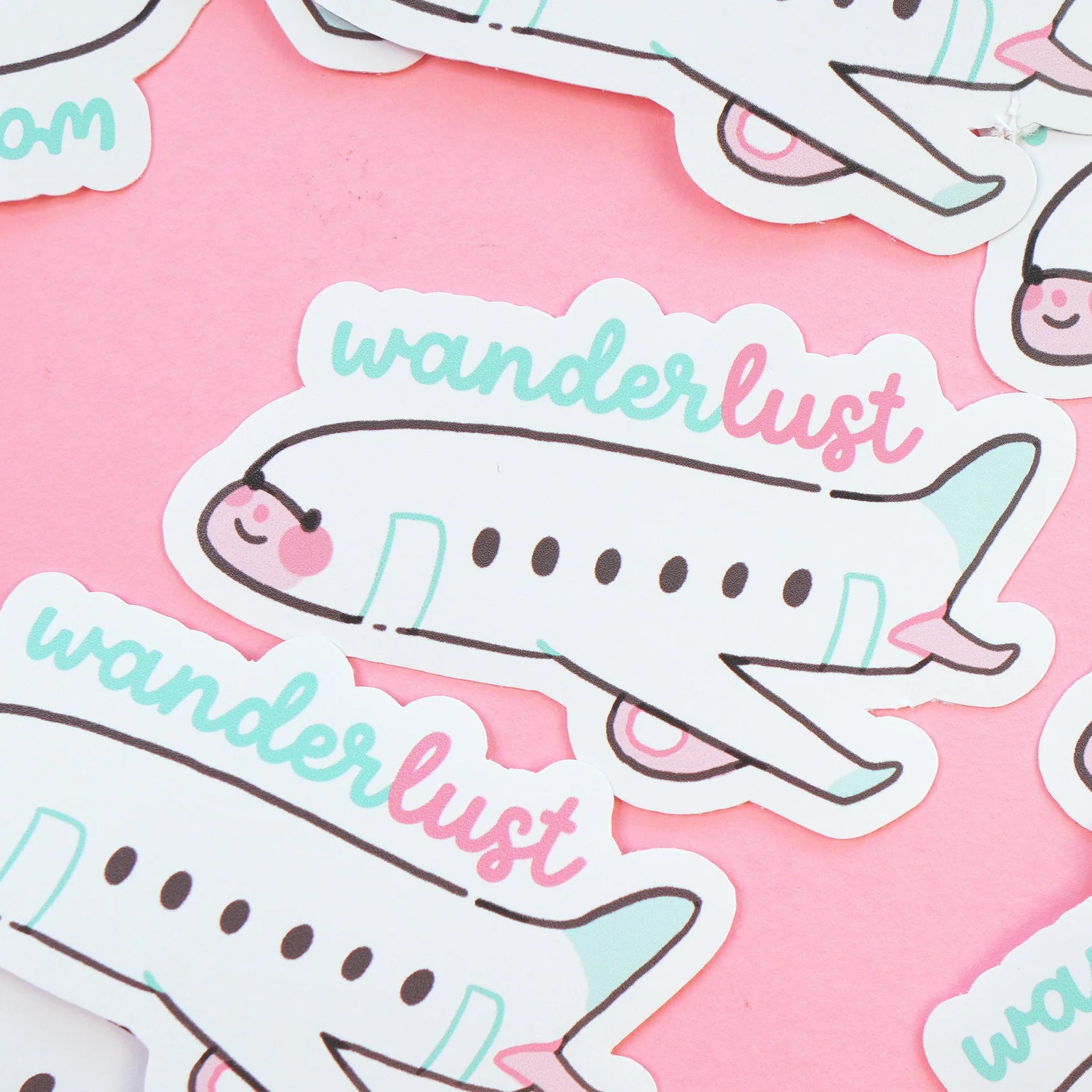 Cartoon Character Cute Airplane Pattern Custom Printing Waterproof Vinyl Stickers Die Cut