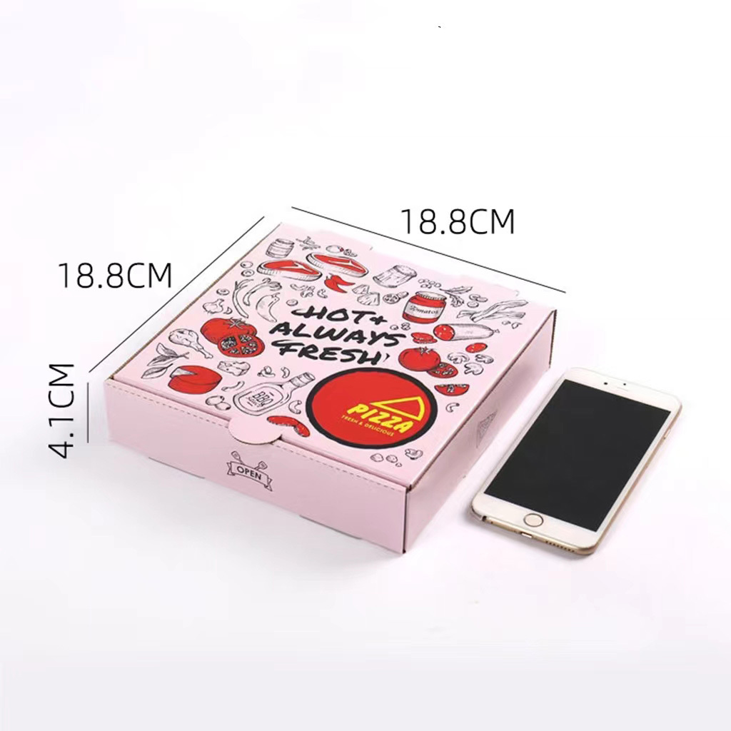 Pink Rectangle Box Corrugated Paper For Thermo Pizza Customize Size Keep Food Fresh Pizza Box