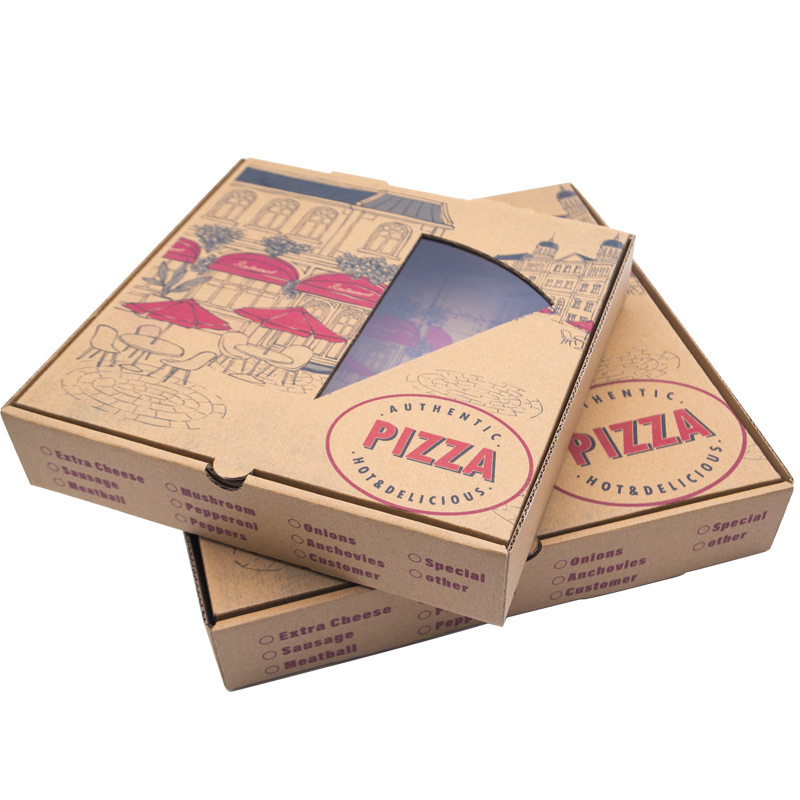 10 Inch 12 Inch Carton Pizza Packing Box Wholesale With Transparent Window With Best-selling Custom