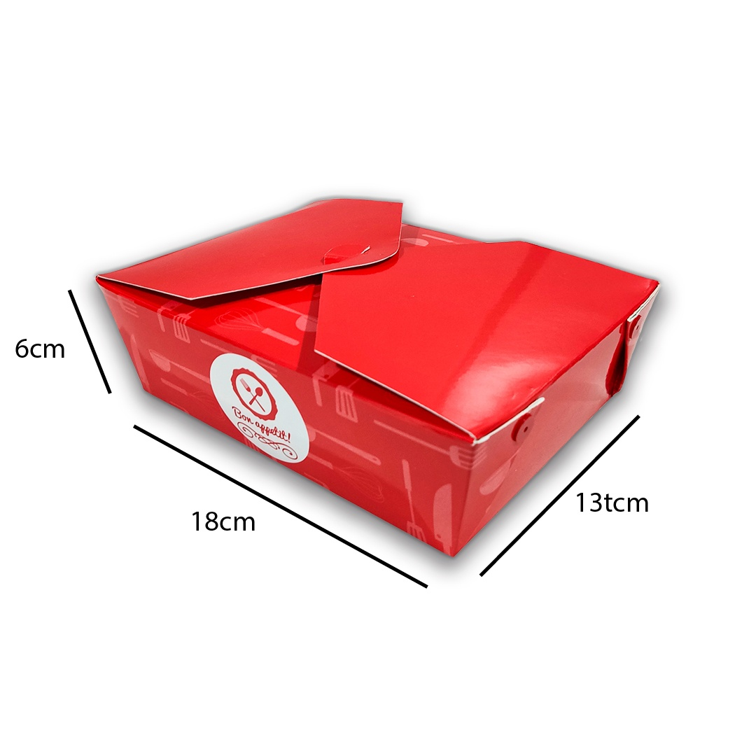 Elegant Red Take-Away Lunch Cardboard Boxes Four Compartments With Partitions Maintain The Original Flavor Of Food