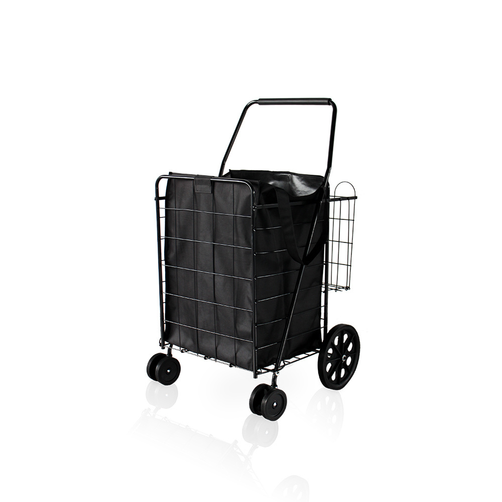 2023 75LB 35KG Lightweight Collapsible Cart With Removable Utility Tote Bag Folding Shopping Cart