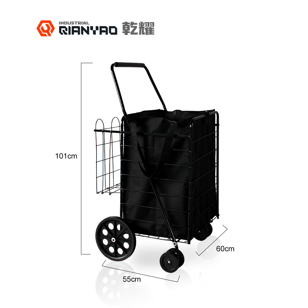 2023 75LB 35KG Lightweight Collapsible Cart With Removable Utility Tote Bag Folding Shopping Cart