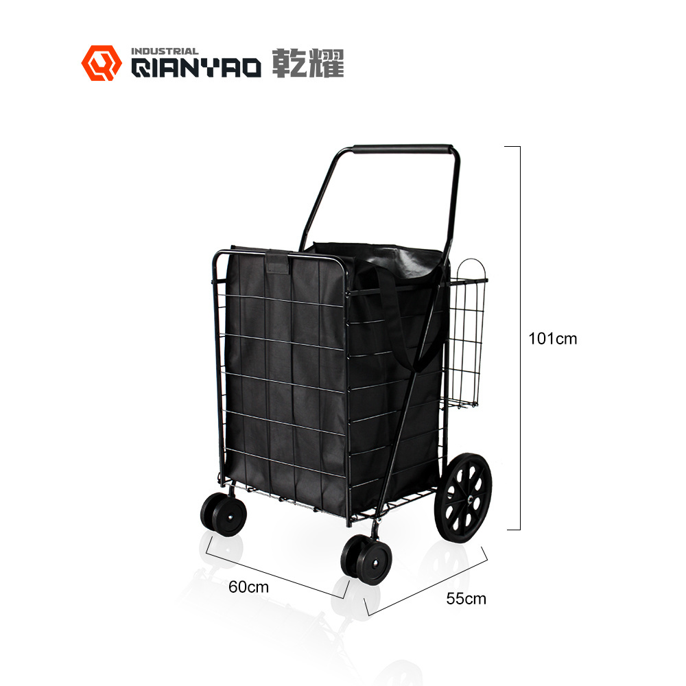 2023 75LB 35KG Lightweight Collapsible Cart With Removable Utility Tote Bag Folding Shopping Cart