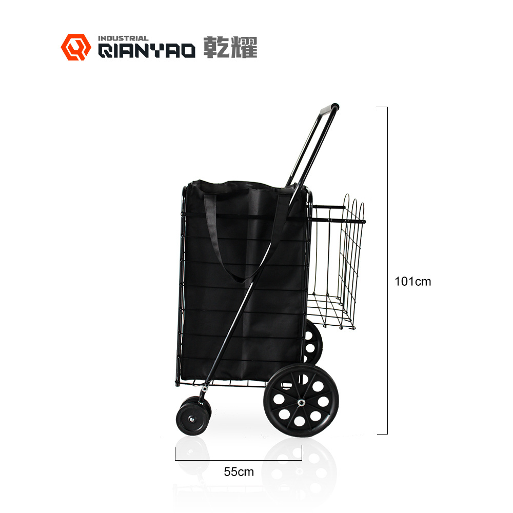 2023 75LB 35KG Lightweight Collapsible Cart With Removable Utility Tote Bag Folding Shopping Cart