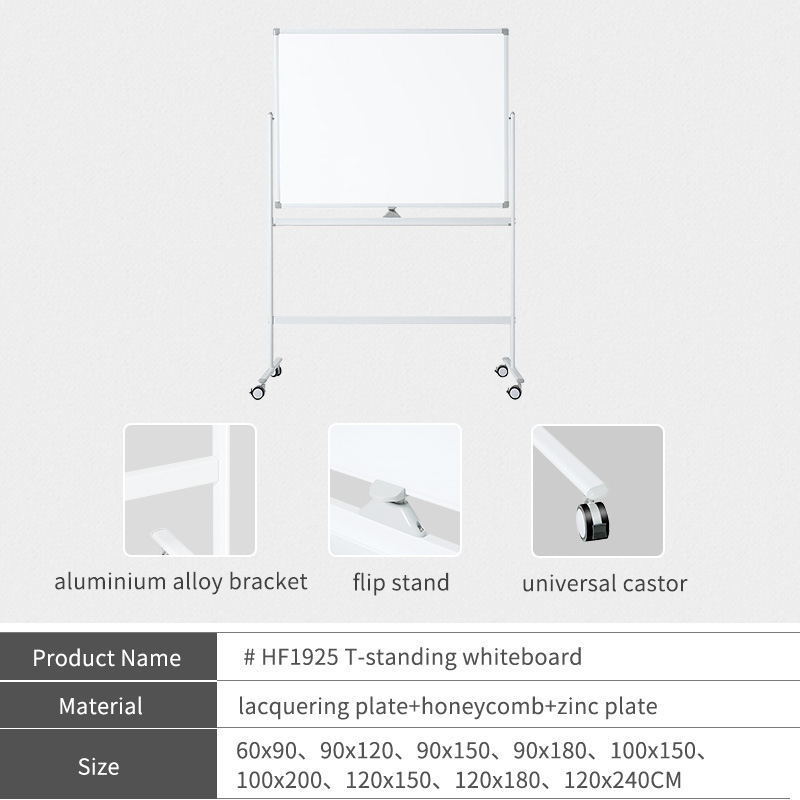 Double Sided Aluminum Framed Lacquered Board Magnetic Mobile Whiteboard