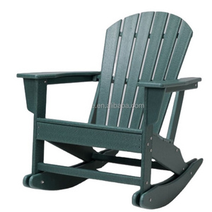 wholesale HDPE furniture outdoor rocking patio garden recycled plastic adirondack chair dark green