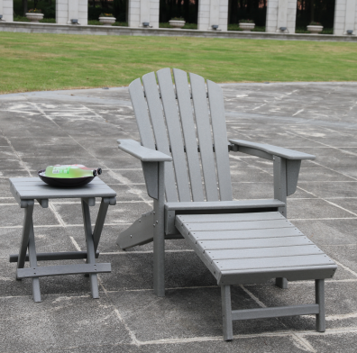 Hdpe Furniture All-weather outdoor sun lounger plastic patio adirondack chair with ottoman