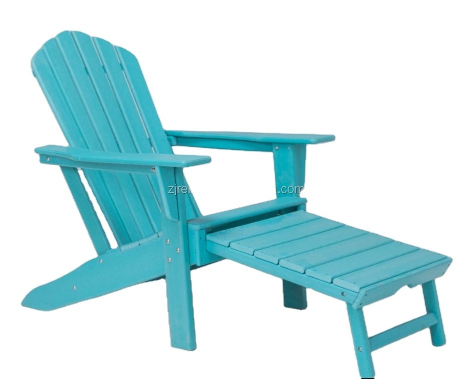 Outdoor Patio Garden Plastic Resin Weather Resistant Adirondack Chair with ottoman