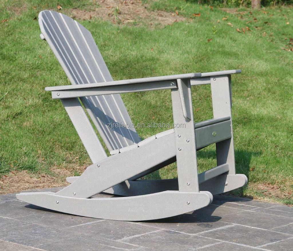 Eco Friendly HDPE  Plastic Wooden Outdoor Balcony porch Rocking Adirondack Chair Oversized