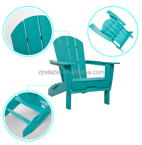 All-weather camp chair folding outdoor  Modern Hdpe Plastic Wooden Foldable Adirondack Chair