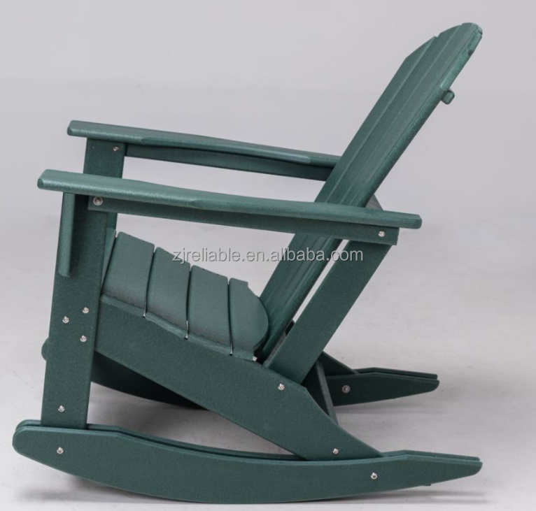 wholesale HDPE furniture outdoor rocking patio garden recycled plastic adirondack chair dark green