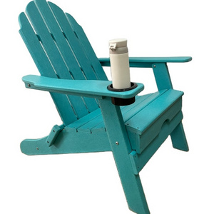 Folding Adirondack Chair with Cup Holder Oversized, Poly Lumber, for Patio Deck Garden, Backyard Furniture