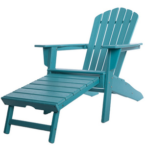 Hdpe Furniture All-weather outdoor sun lounger plastic patio adirondack chair with ottoman