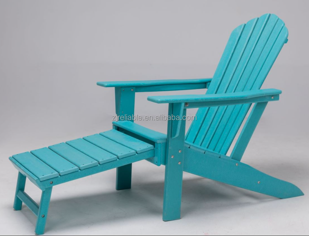 Waterproof Outdoor Garden Patio Beach composite wood adirondack chairs with retracting footrest