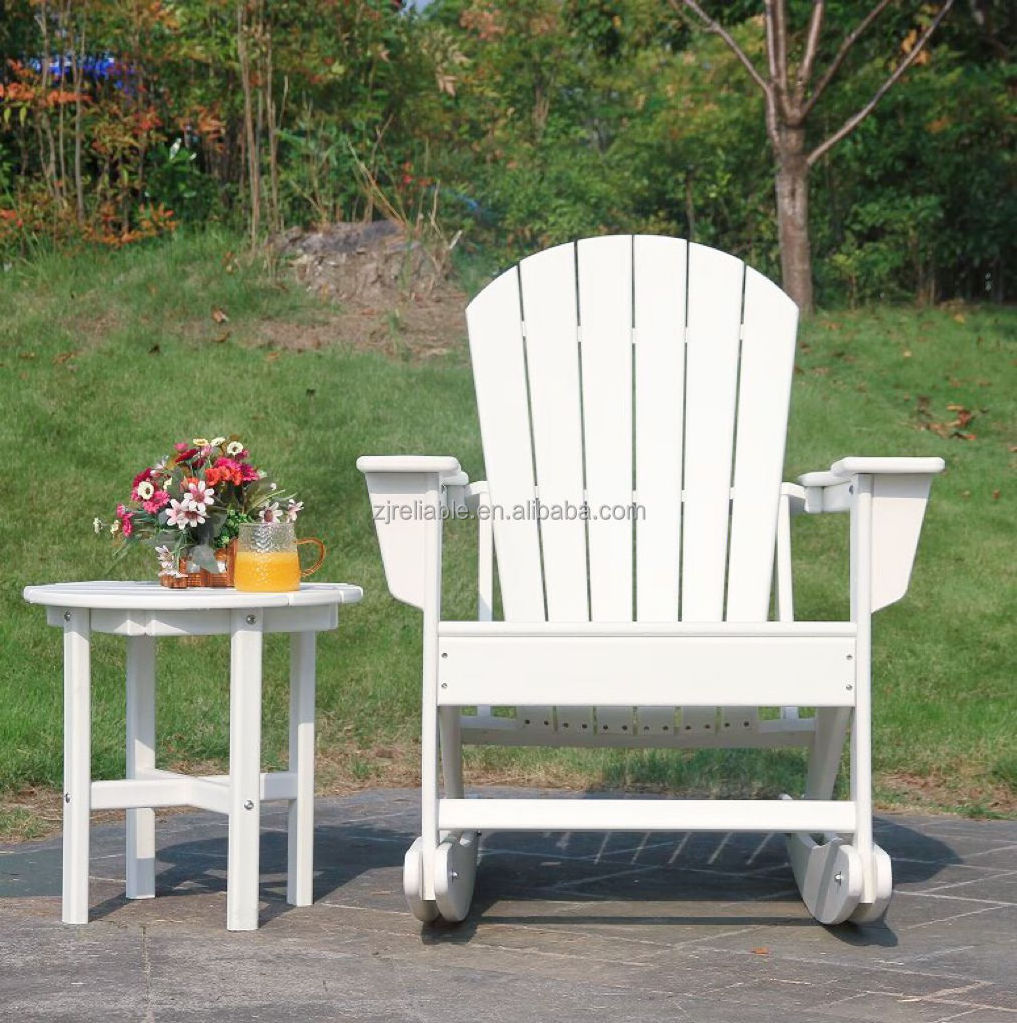 Eco Friendly HDPE  Plastic Wooden Outdoor Balcony porch Rocking Adirondack Chair Oversized