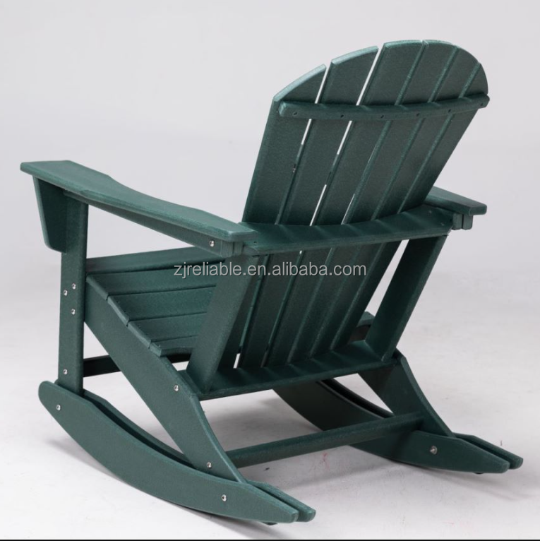 wholesale HDPE furniture outdoor rocking patio garden recycled plastic adirondack chair dark green