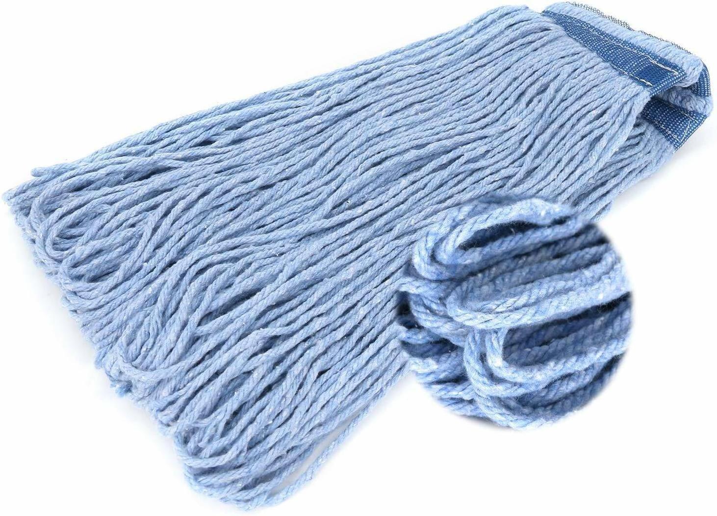 Mop Heads Commercial Grade USA Made Looped End Heavy Duty Large Mop Yarn Head of Blue 4-Ply Synthetic Yarn Industrial Wet Mop He