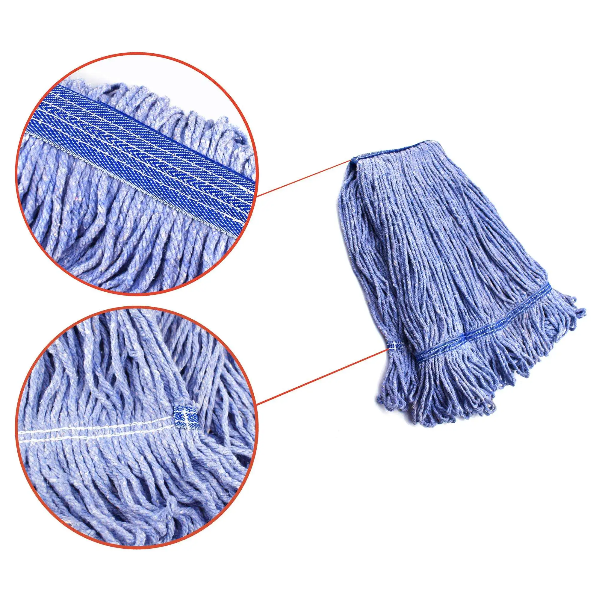 Mop Heads Commercial Grade USA Made Looped End Heavy Duty Large Mop Yarn Head of Blue 4-Ply Synthetic Yarn Industrial Wet Mop He