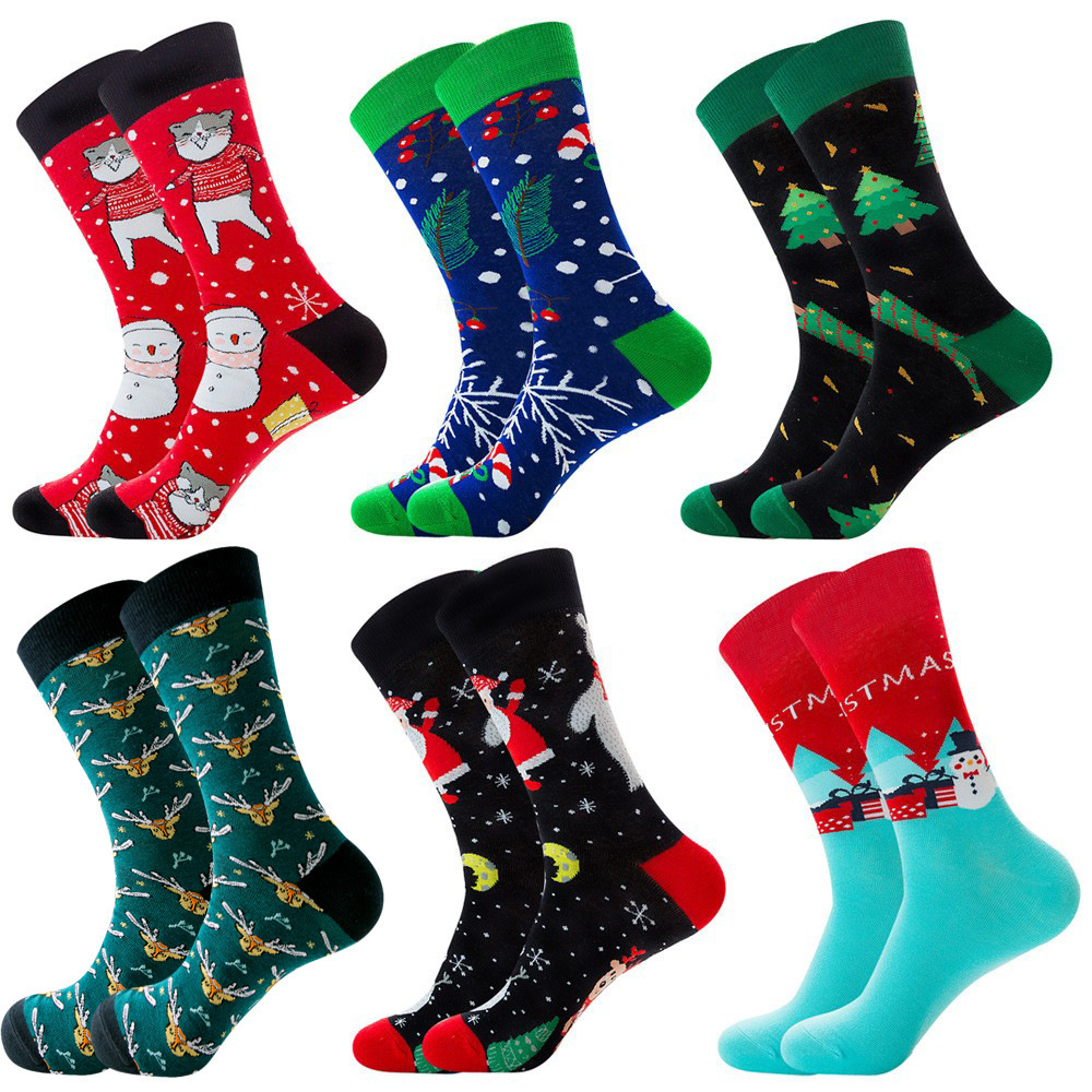 Christmas Crew Men's Dress Socks Women Holiday Men Cartoon Socks Funny Novelty Holiday Crew Stockings Xmas Gifts