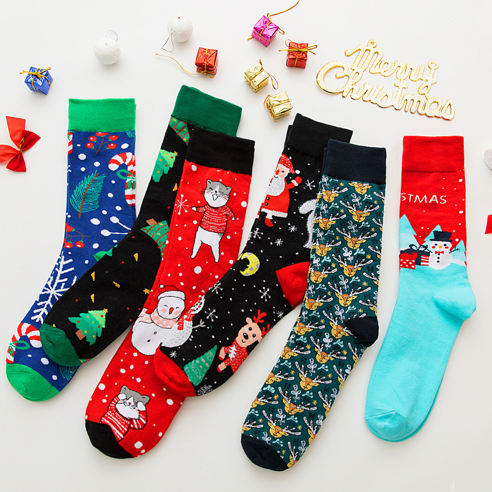 Christmas Crew Men's Dress Socks Women Holiday Men Cartoon Socks Funny Novelty Holiday Crew Stockings Xmas Gifts