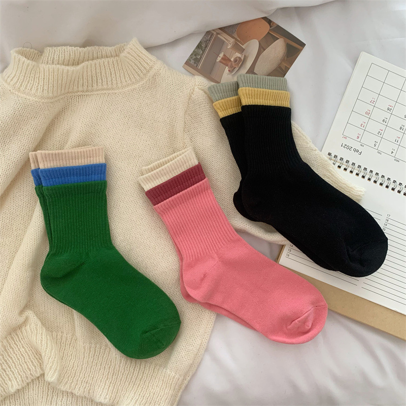 Wholesale New Style Trend Candy Color Teen Girls Stockings Soft Cotton Fashion Colorful Women Sports Socks