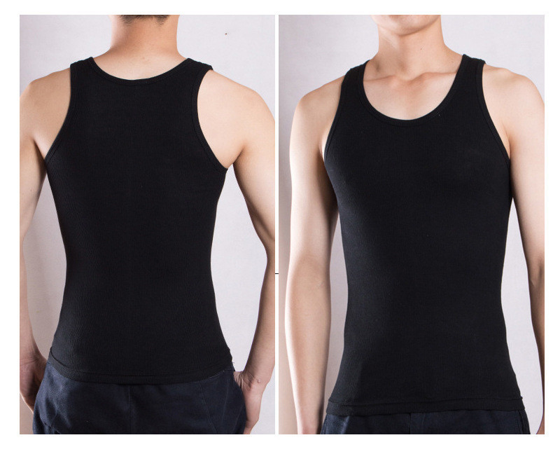 Wholesale Men Polyester Promotional Cheap Tank Top Plain Singlet Gym Sleeveless T-shirts Solid Ribbed Men's Vests