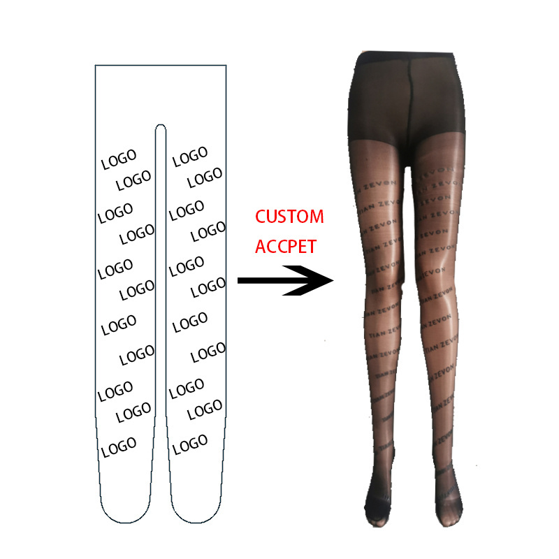 Fashion Technican Transparent Unbreakable Summer Custom Printed Stocking Women Letters Pantyhose