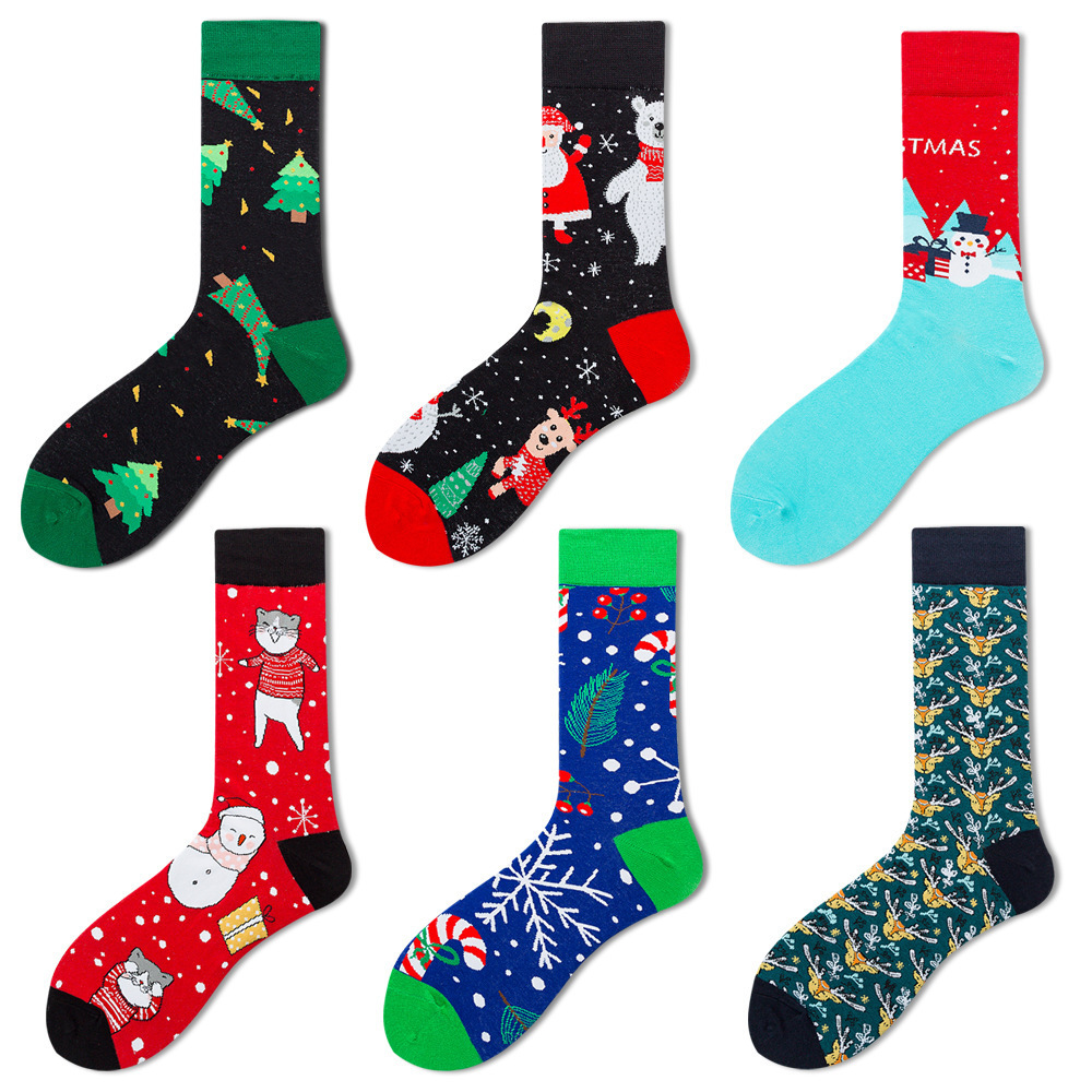 Christmas Crew Men's Dress Socks Women Holiday Men Cartoon Socks Funny Novelty Holiday Crew Stockings Xmas Gifts