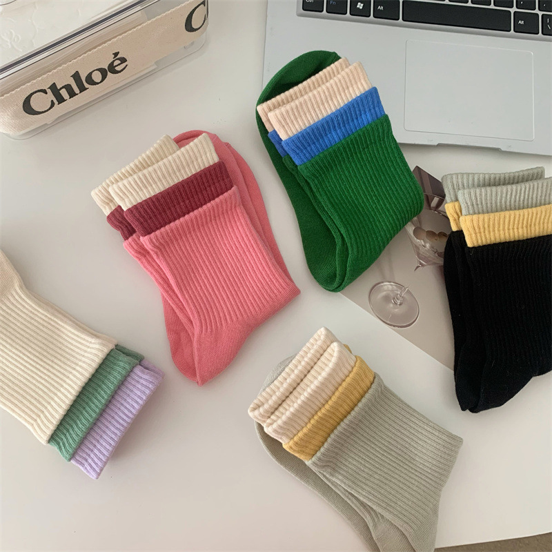 Wholesale New Style Trend Candy Color Teen Girls Stockings Soft Cotton Fashion Colorful Women Sports Socks