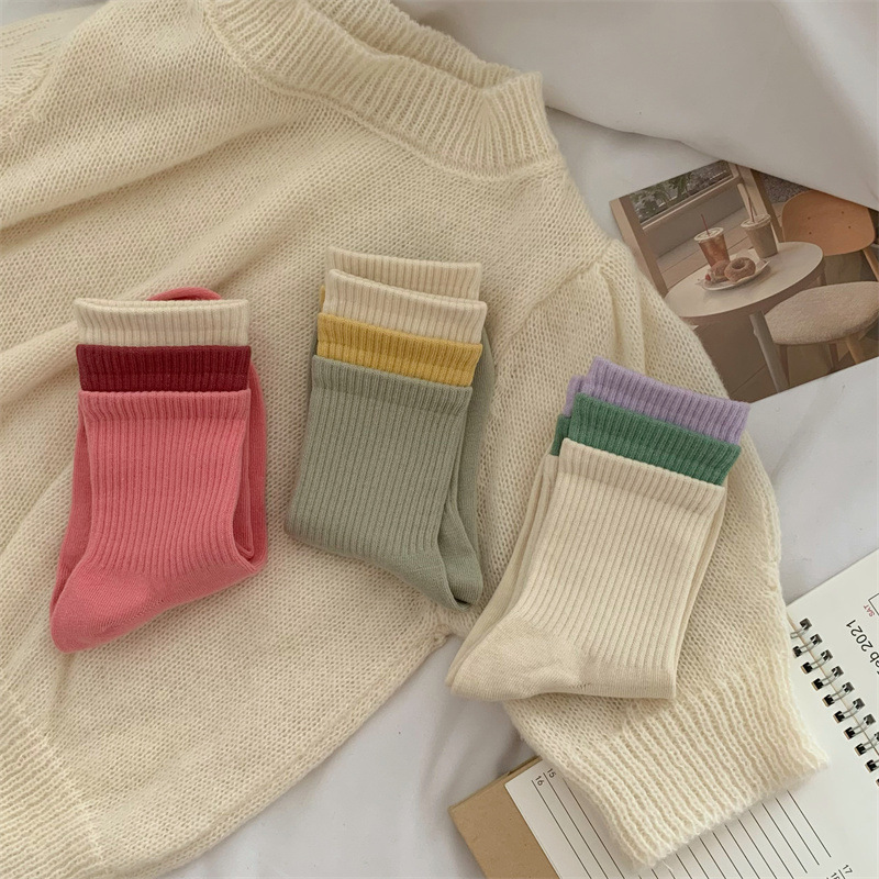 Wholesale New Style Trend Candy Color Teen Girls Stockings Soft Cotton Fashion Colorful Women Sports Socks