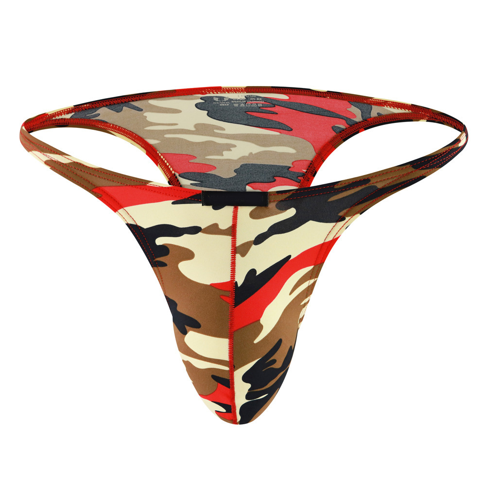 2023 Wholesale Bikini Low Rise Spandex Nylon Underwear Briefs Camo Printing Sexy Underwear Men Thongs mens leather thongs