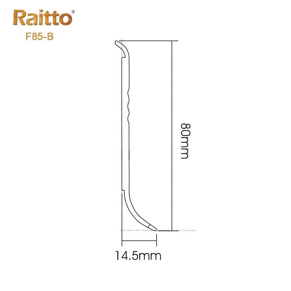 F85-B, RAITTO Eco-friendly 80mm Plastic Skirting Board PVC Baseboard