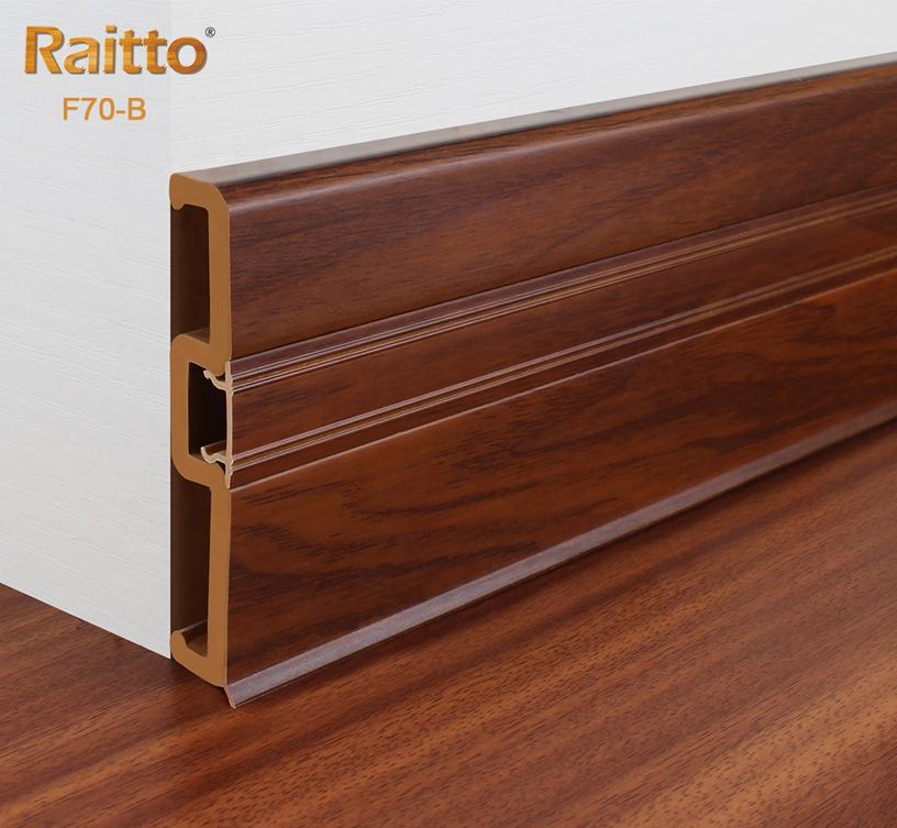 F70-B, Raitto Plastic Eco-friendly PVC Flooring Accessories Decorative Skirting Board Rubber baseboard