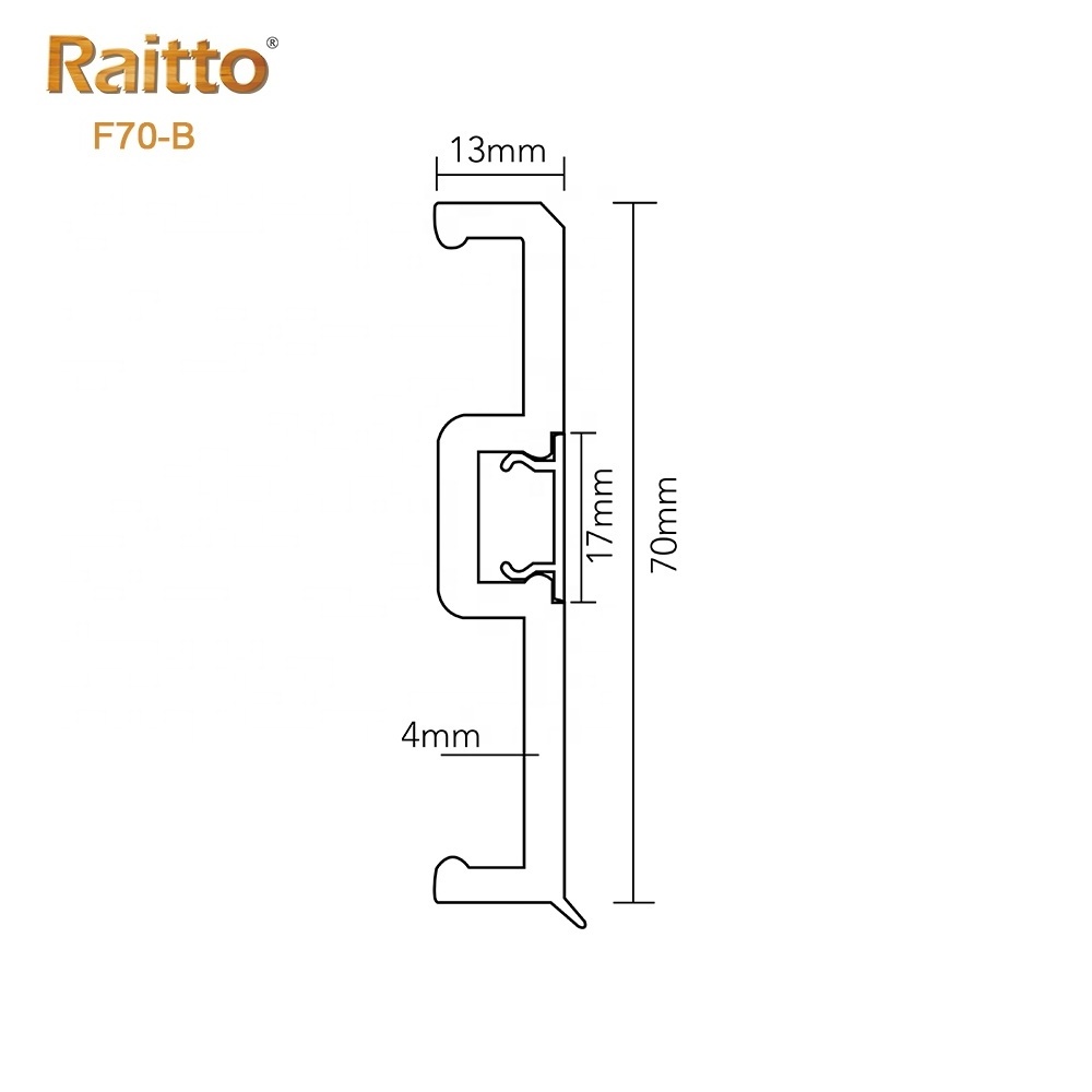 F70-B, Raitto Plastic Eco-friendly PVC Flooring Accessories Decorative Skirting Board Rubber baseboard