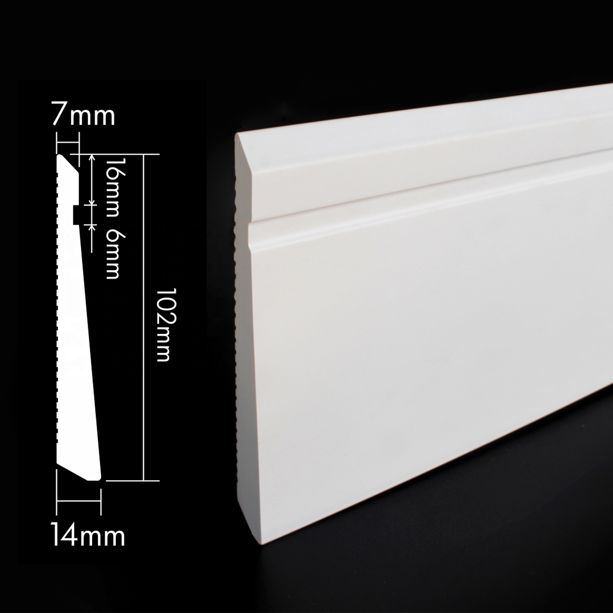 S102-A, RAITTO high quality white flexible wall base skirting chamfered skirting board boaseboard moulding