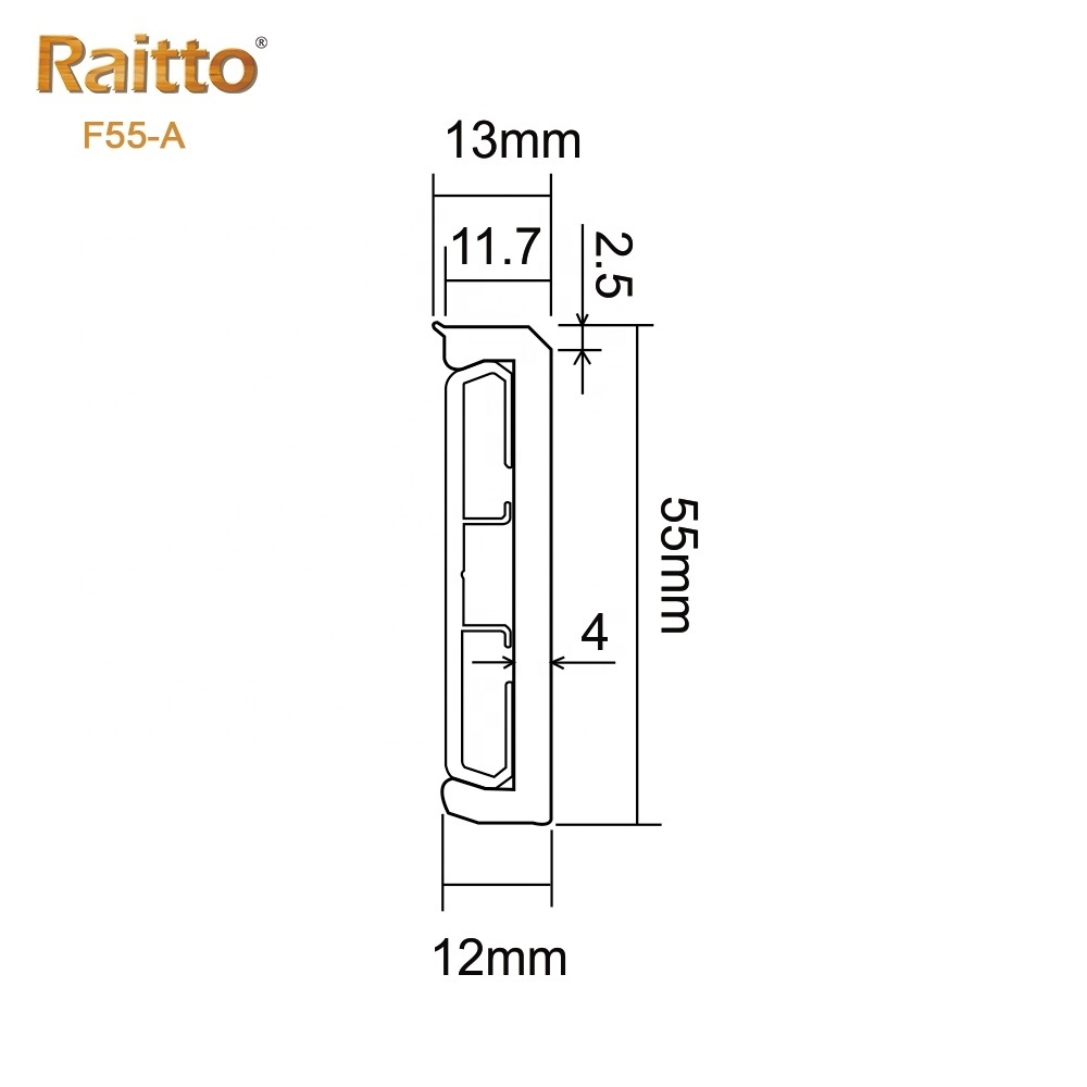 F55-A, RAITTO grey plastic skirting board covers PVC baseboard for decoration