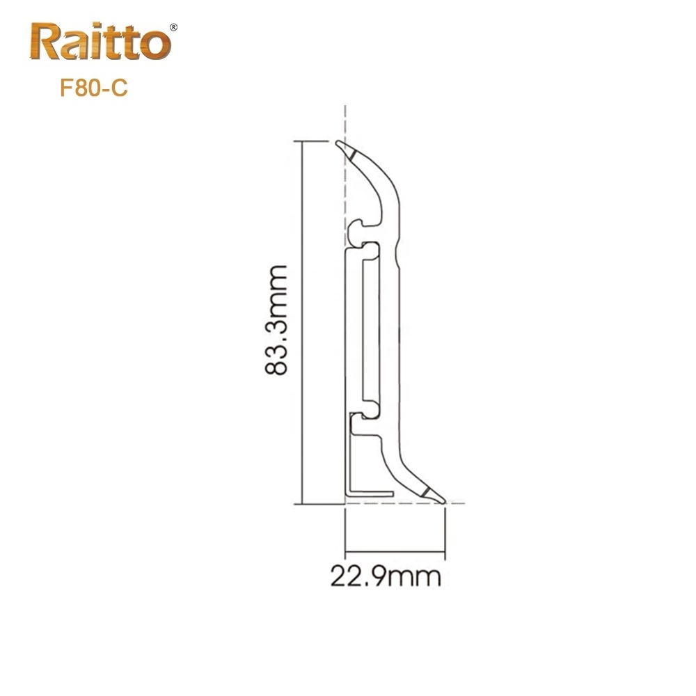 F80-C, RAITTO Waterproof Modern Skirting Board Cable Trunking PVC Foam Skirting Base Board Corner Cover