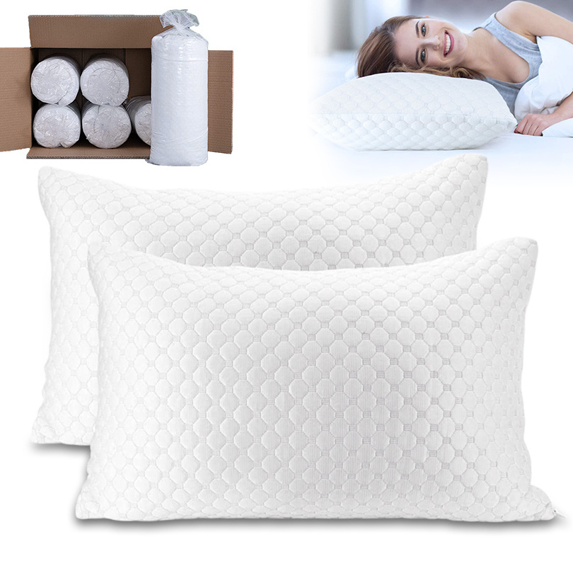 2 Pack Ventilated Gel Shredded Memory Foam Fill Adjustable shredded cooling memory foam Pillows